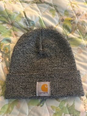 Carhartt Knit Cuffed Beanie Black and White Marled Knit Hat Winter Gorp Unisex